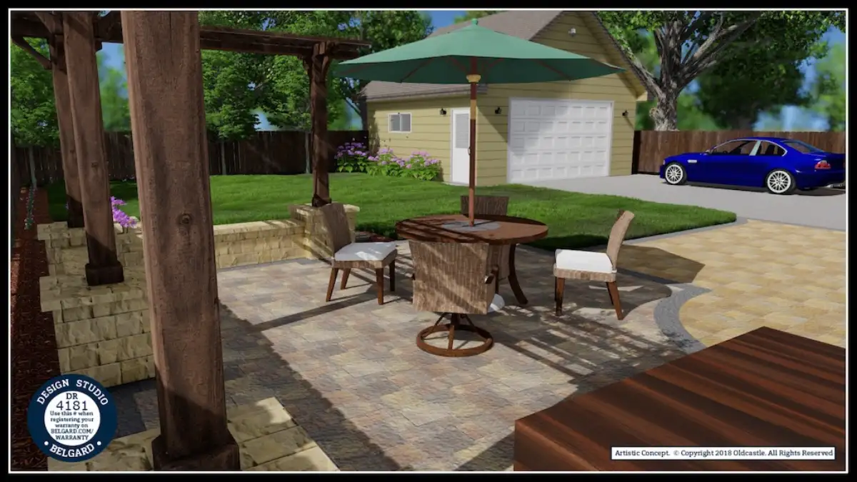 Second angle of a 3D outdoor living design used before construction