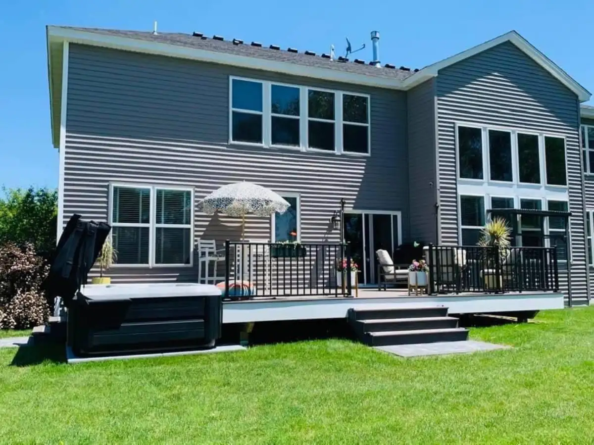 Multi-level deck with patio below