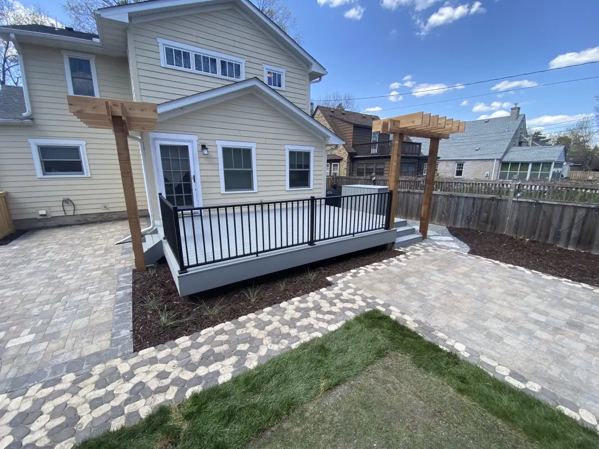 Deck with cable railing and lake view near Wayzata MN