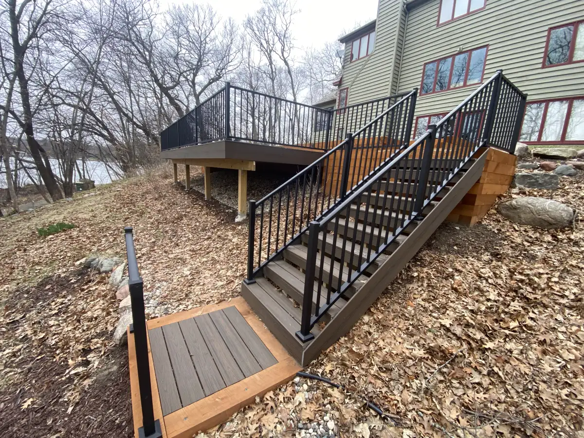 Multi-level deck with cable railing