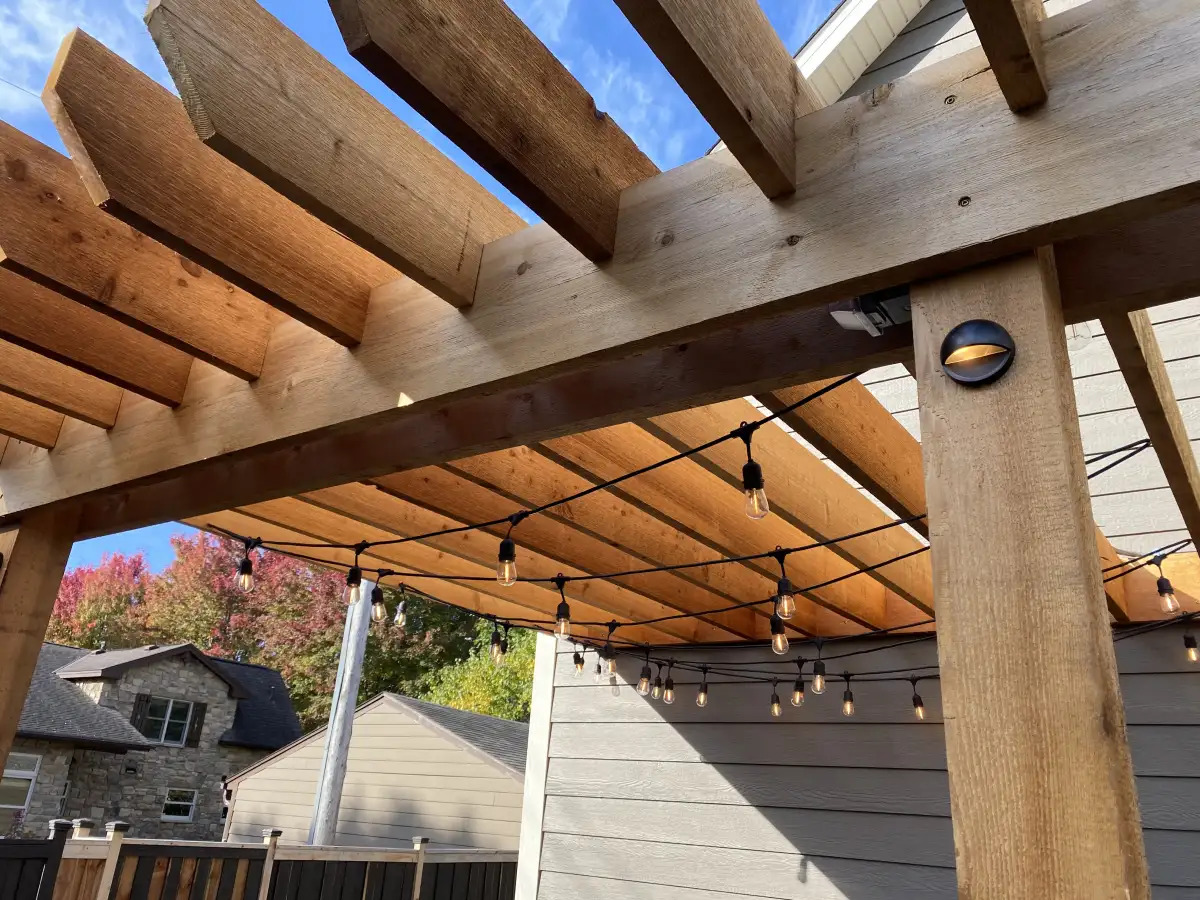 Landscape lighting design highlighting hardscape features near Lake Minnetonka