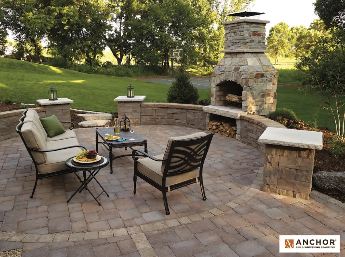 Complete outdoor living space with multi-level patio and fire pit in Minnetonka MN
