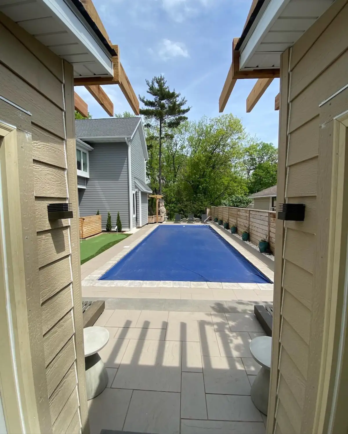 Outdoor living space with pergola and seating in Shorewood