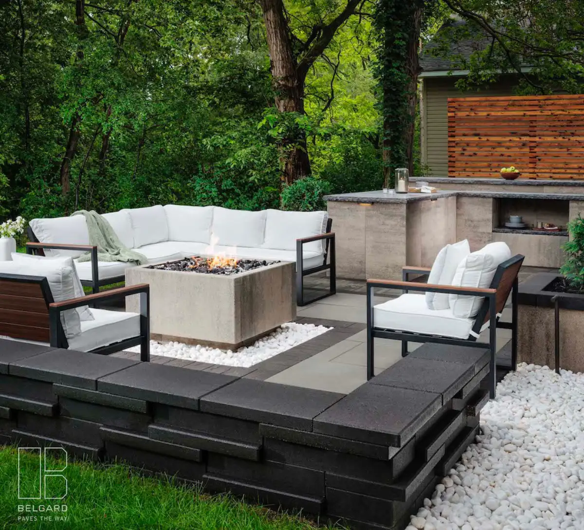 Refined patio craftsmanship on Woodland property