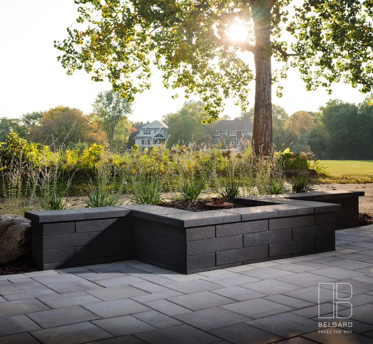 Natural boulder retaining wall in Eden Prairie MN