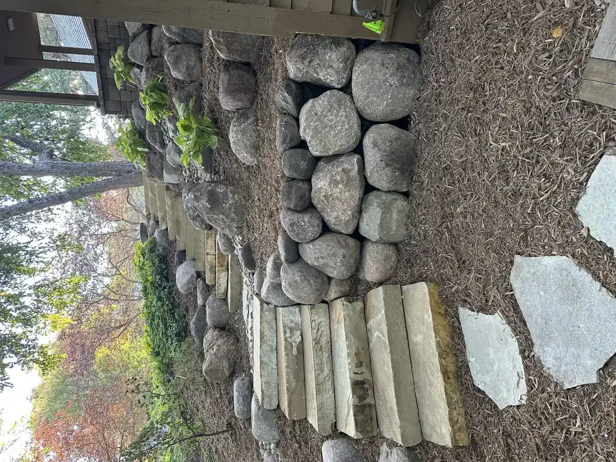 Paver steps with LED step lighting