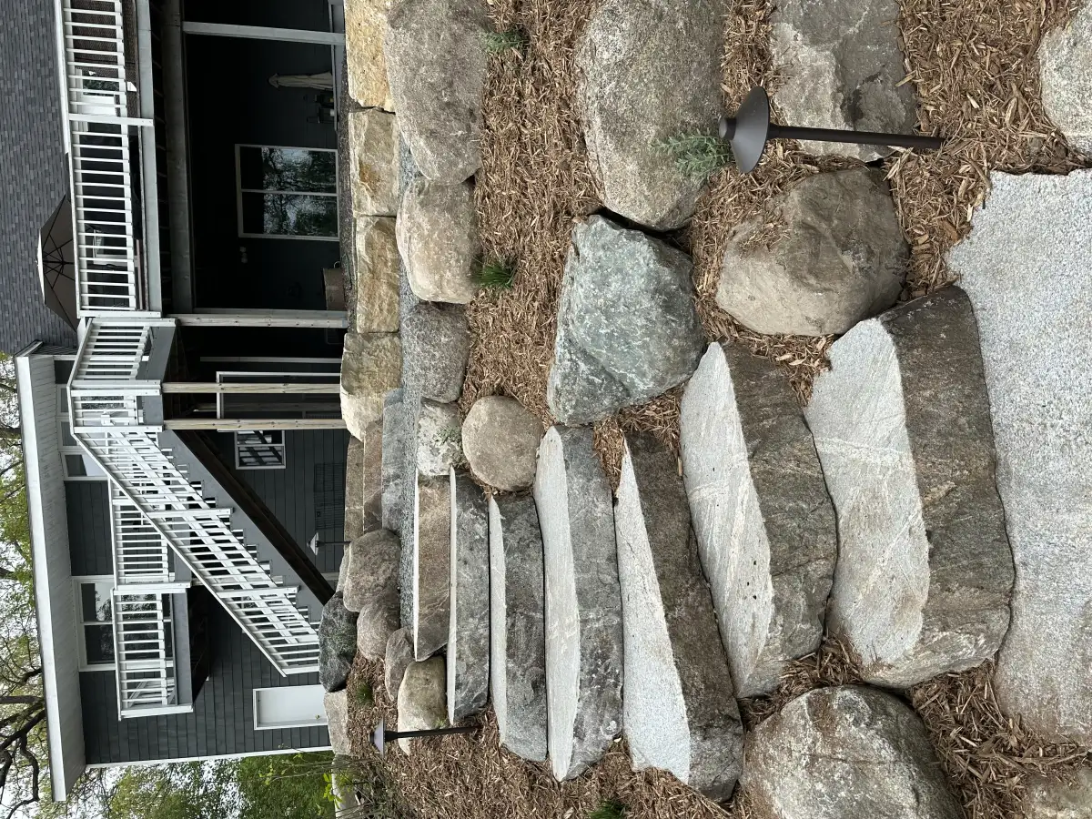 Paver steps with retaining wall pillars in Eden Prairie